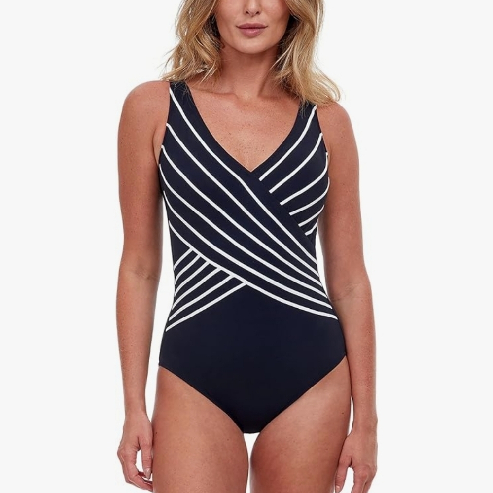 Gottex Women’s Embrace Black V-Neck Surplice One Piece Swimsuit